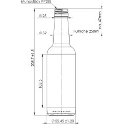 Gerad flaske 250ml inkl skruelåg PP28 Saftflasker HjemmeMost dk