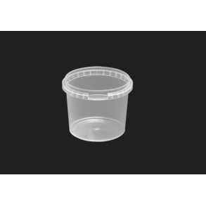 Plastikb�tte 375ml rund inkl. l�g 696 stk/pk. 
